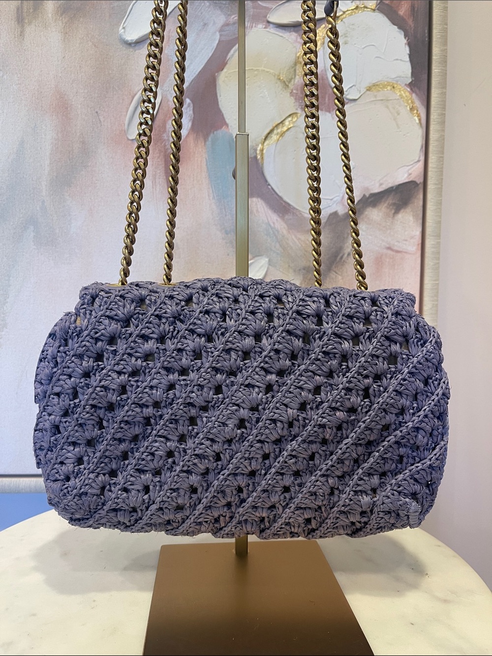 Tory Burch Kira Raffia Crossbody Bag in Purple - Picture 4 of 7